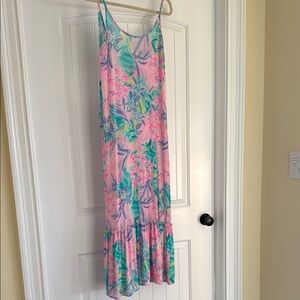 Lilly Pulitzer Pink and Green Floral Swim Coverup